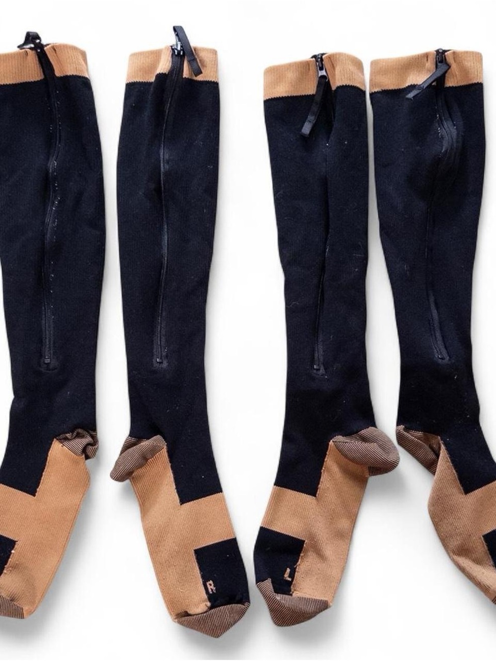 Compression Socks Lot of 2 Pairs S/M Zip-Up Closed Toe Support Socks